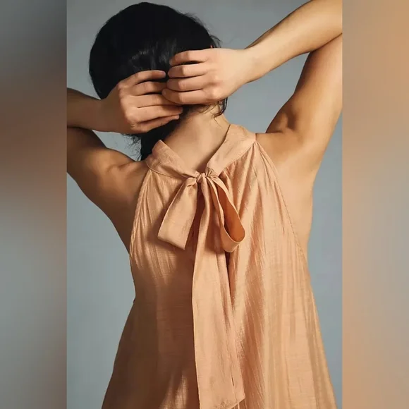 ANTHROPOLOGIE FLORAL CUTWORK HALTER DRESS. - Picture 3 of 8